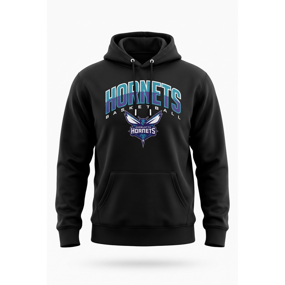 NBA UNK Blue Label Charlotte Hornets Hoodie Black Basketball Sweatshirt XL